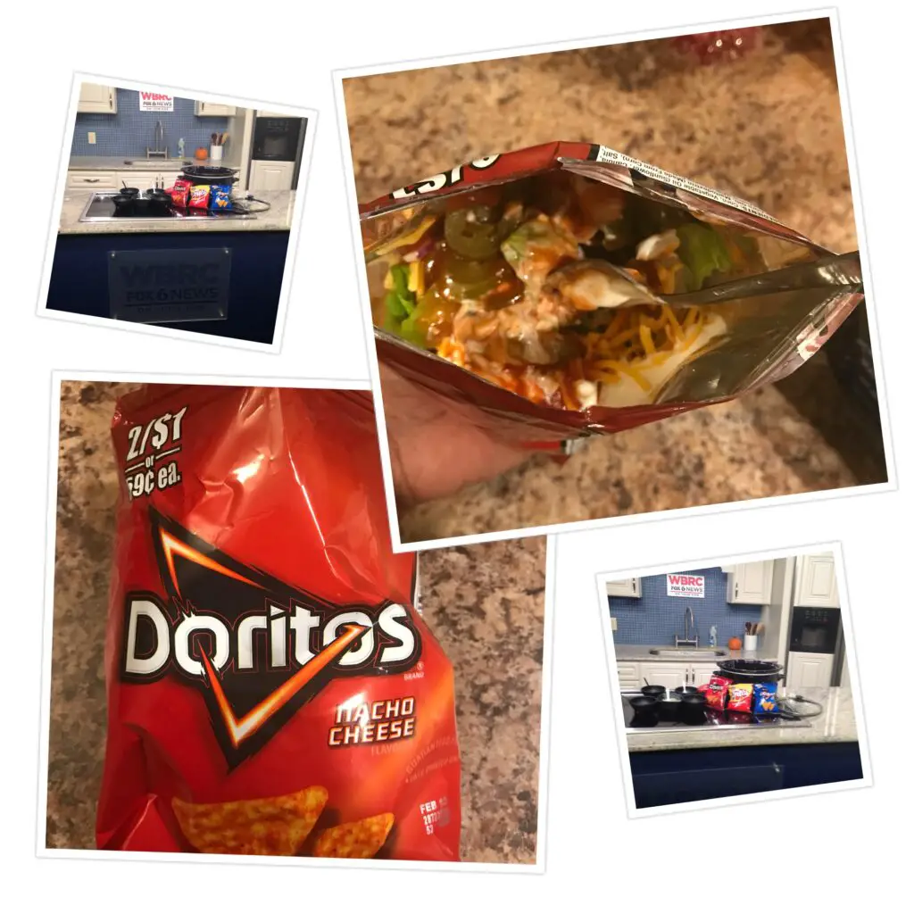 These Doritos Walking Tacos are so easy to make and clean up after, and they're delicious! You just need a bag of chips and taco toppings.