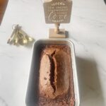 chocolate pound cake still in a pan