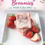 strawberry brownies on white plate