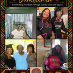 Juneteenth family collage featuring multiple generations of the Craig family from Faunsdale, Alabama, celebrating freedom, family legacy, faith, and heritage with an African-inspired border